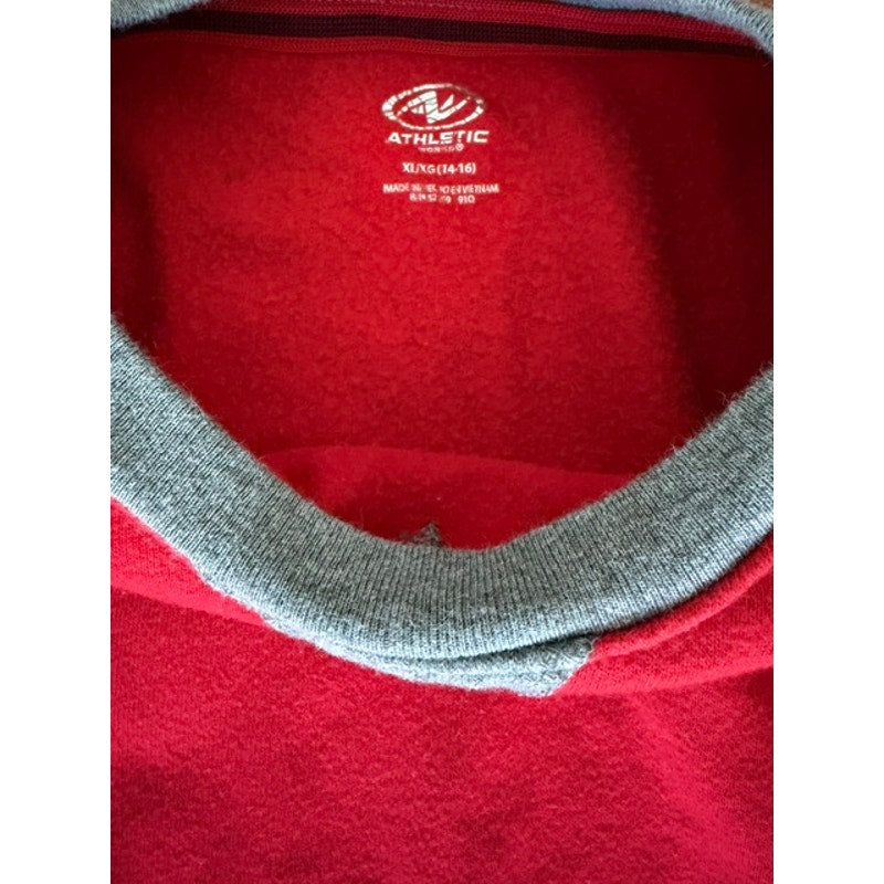 Athletic Works Boys Sweatshirt Size XL 14/16 Red Gray Fleece Crewneck Pullover