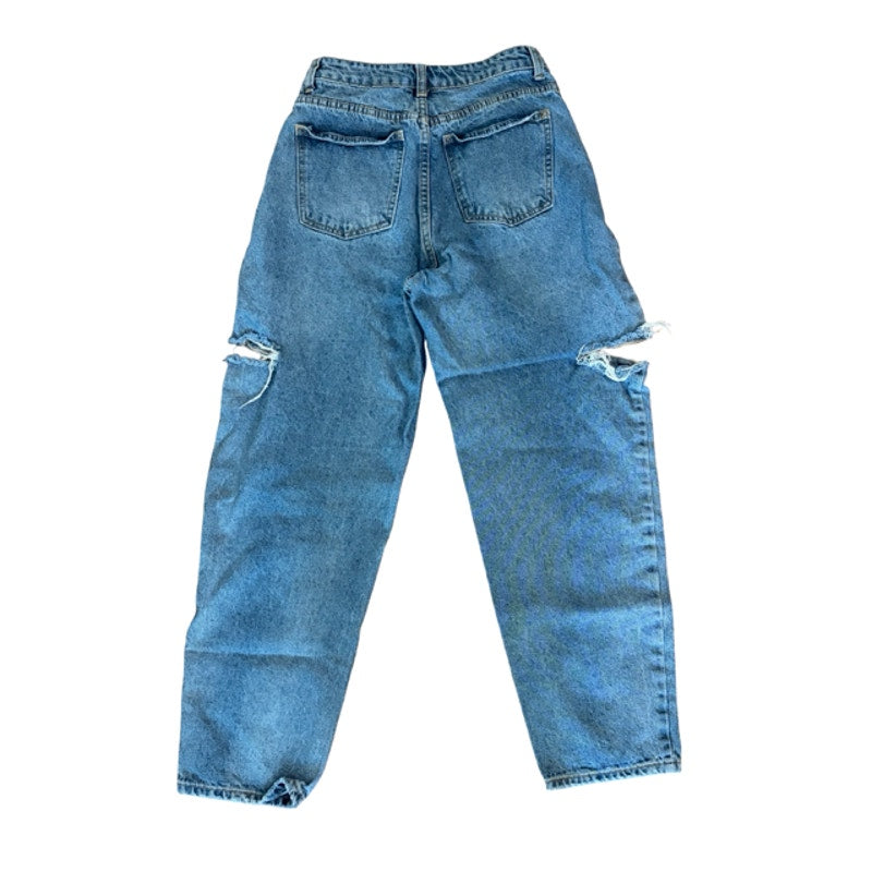 PrettyLittleThing Distressed Mom Jeans Women's UK 6 EU 34 US 2 High Rise Denim