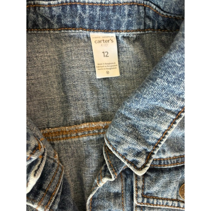 Carter's Kids Denim Jacket Size 12 Blue Jean Jacket 100% Cotton