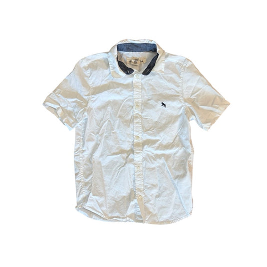 H&M L.O.G.G. Boys Button Front Shirt Size 9-10Y White Short Sleeve Cotton