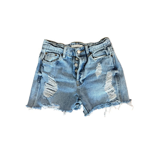 PacSun Baggy Denim Shorts Women's Size 25 Distressed Button Fly Light Wash
