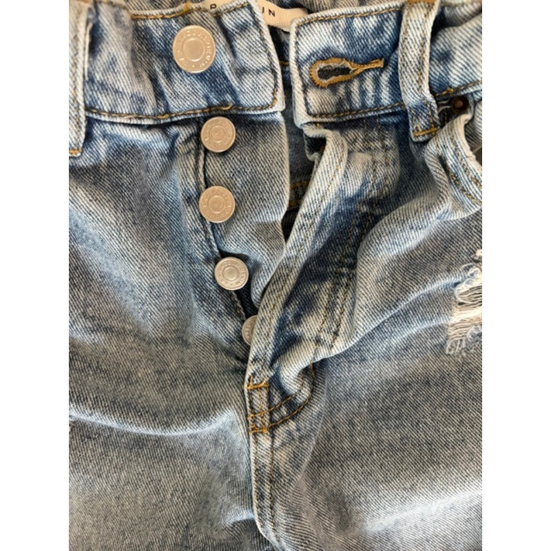 PacSun Baggy Denim Shorts Women's Size 25 Distressed Button Fly Light Wash