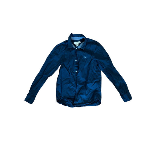 H&M L.O.G.G. Boys Button Front Shirt Size 10-11Y Navy Blue Long Sleeve Cotton