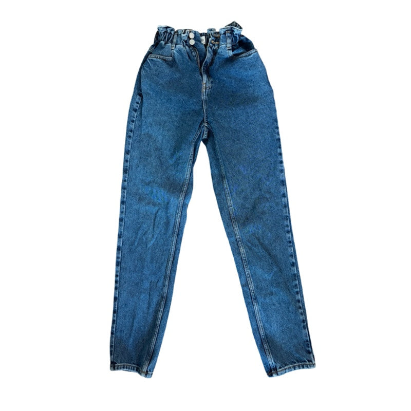 New Look Tori Mom Jeans Women's US 2 UK 6 EU 34 Paperbag Waist 100% Cotton Denim