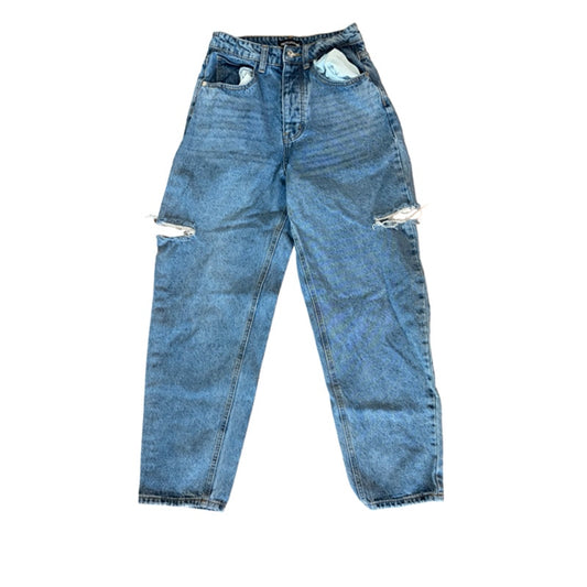 PrettyLittleThing Distressed Mom Jeans Women's UK 6 EU 34 US 2 High Rise Denim