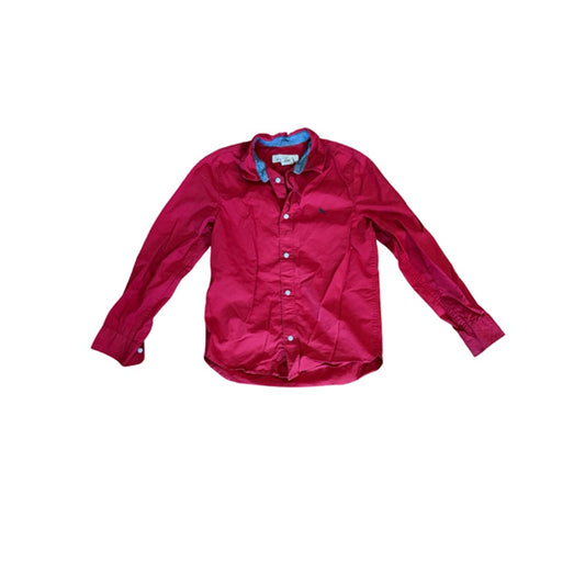 H&M L.O.G.G. Boys Button Front Shirt Size 9-10Y Red Long Sleeve Cotton