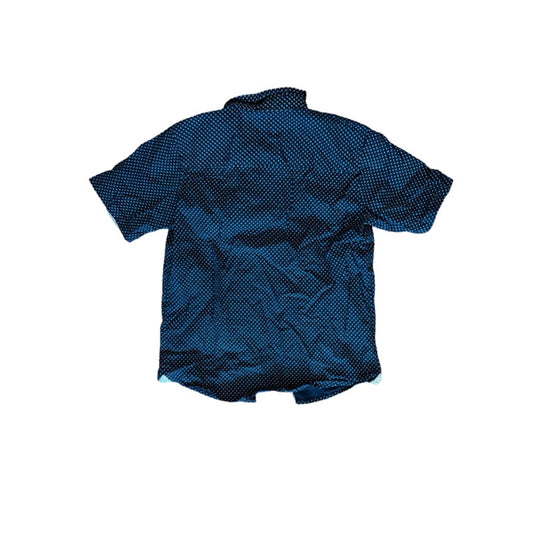 Craft + Flow Boys Button Front Shirt Size 10/12 Medium Navy Geometric Print